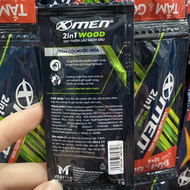 Dây Tắm Gội Xmen Wood 2in1 (5g x 12gói)