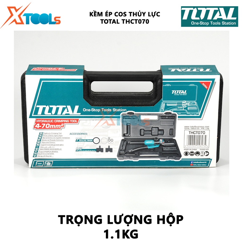 Kìm cắt ép thủy lực TOTAL THCT070 | kềm ép cos thủy lực, phạm vi cắt φ4-φ22mm, lực cắt 100KN, kích thước cắt 24mm
