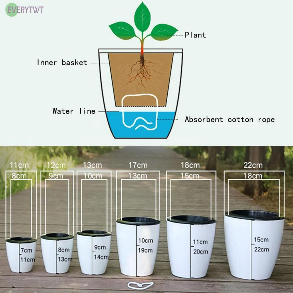 Chậu Hoa Bằng Nhựa Tự Tưới Nước Tiện Lợi