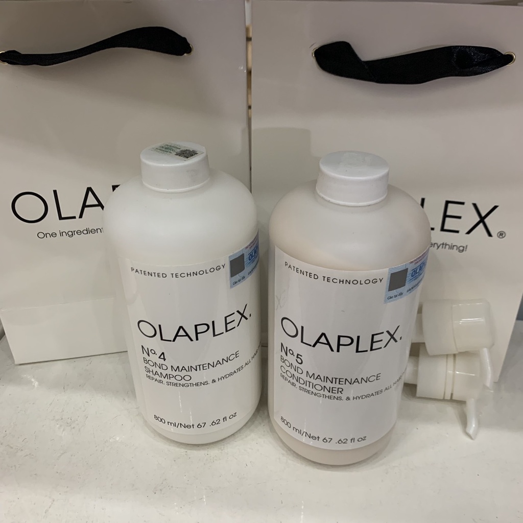 Cặp Dầu Gội + Xả 800ml cho tóc hư tổn, khô xơ OLAPLEX No4 &amp; No5