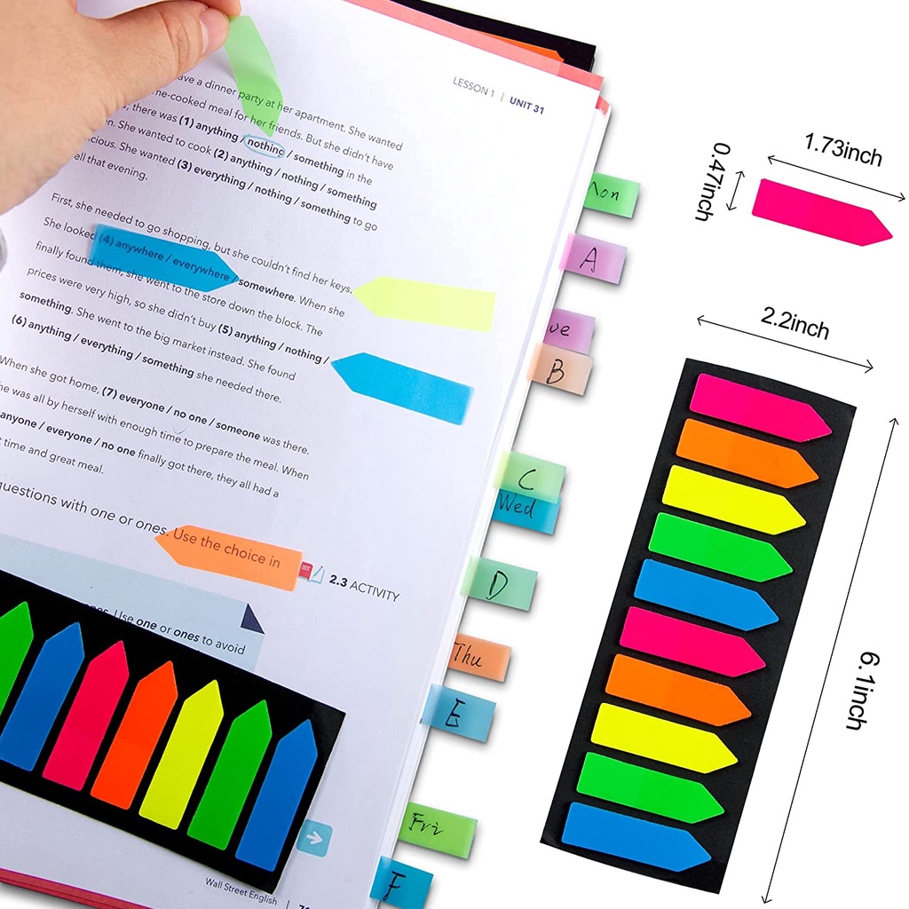 Set 100/200 Giấy Ghi Chú Trong Suốt Màu Dạ Quang Tiện Dụng