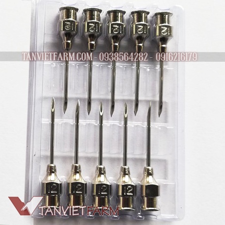 Kim tiêm thú y bằng inox vĩ trắng size 12-25