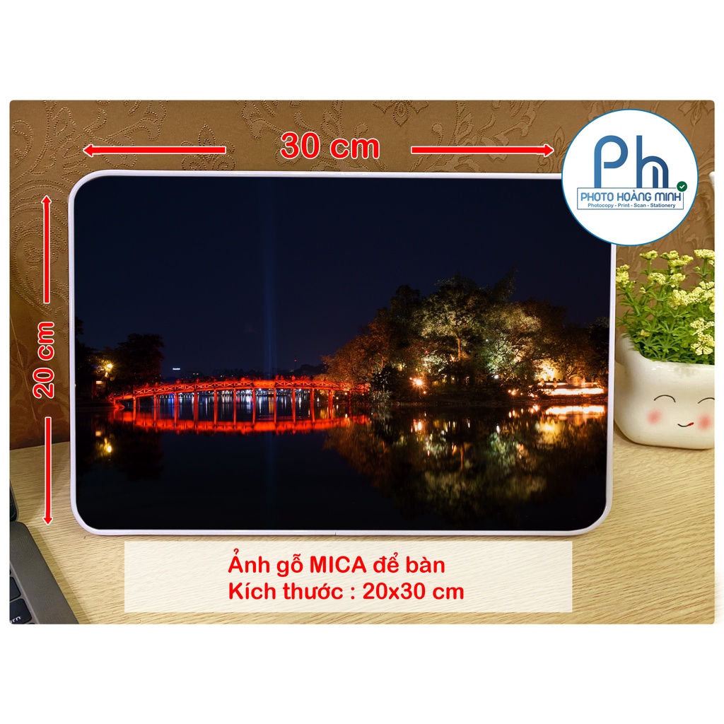 Ảnh gỗ Mica để bàn 20x30