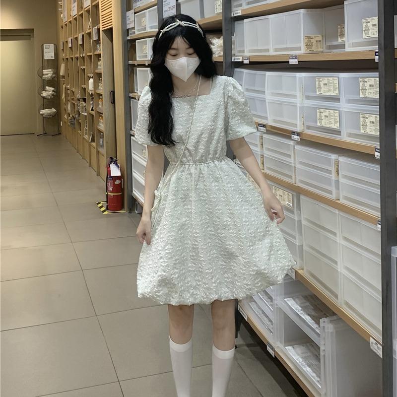 Đầm Dáng Chữ A Tay Phồng Dáng Rộng Thời Trang Mùa Hè Phong Cách Hàn Quốc Cho Nữ