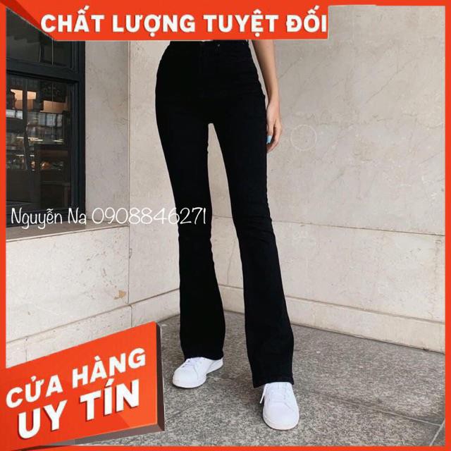 QUẦN JEANS LOE ĐEN DÁNG DÀI LƯNGCAO- Hình thật- Đẹp xuất sắc