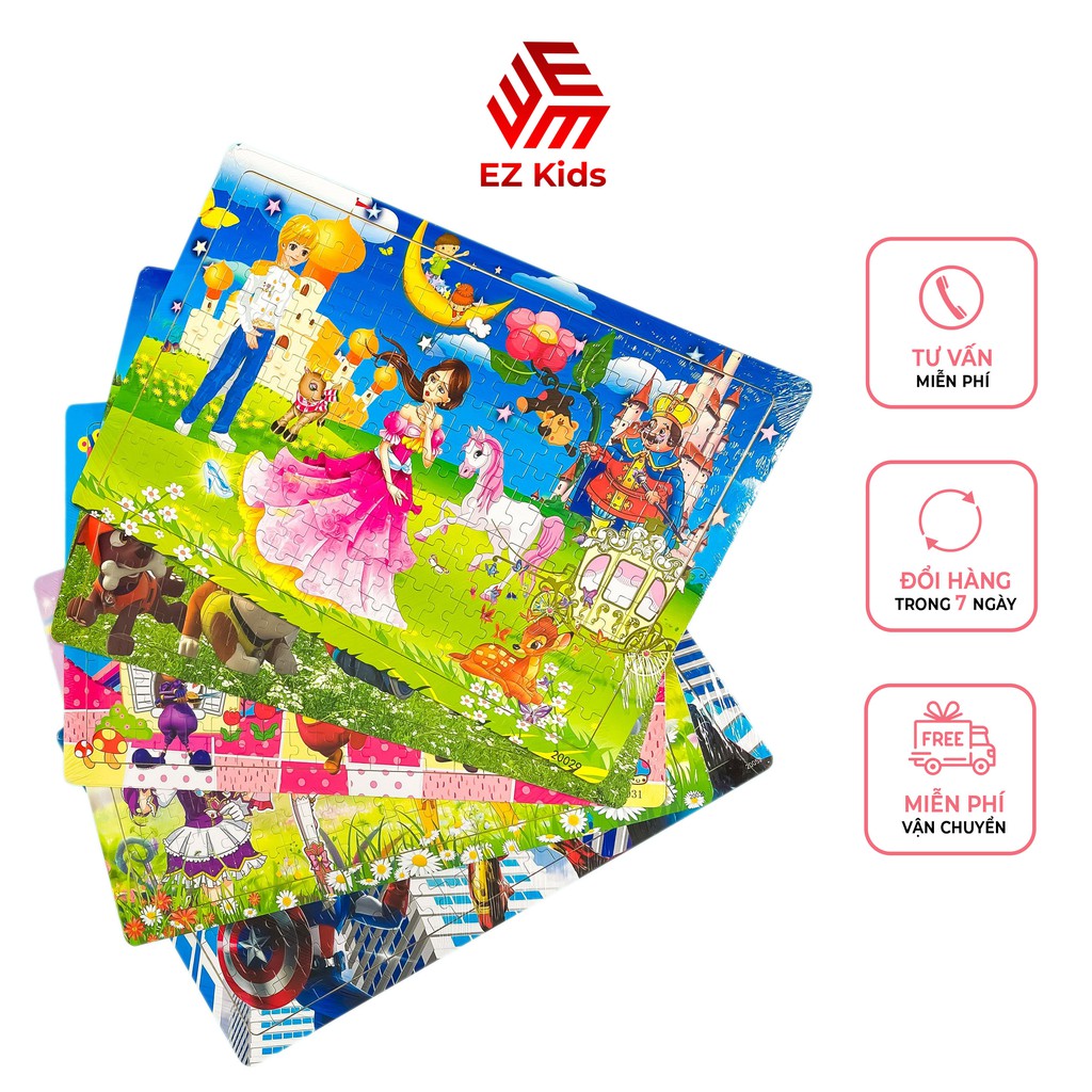 Tranh xếp hình cho bé đồ chơi gỗ thông minh EZ Kids 200 mảnh ghép nhiều chủ đề