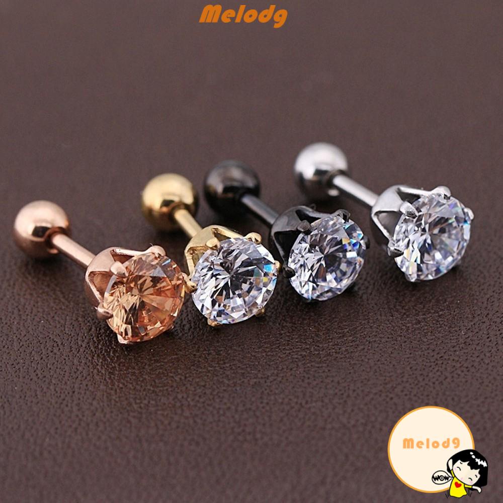 1 Bông Tai Đính Đá Zircon Bằng Thép Titan Thời Trang Cho Nữ