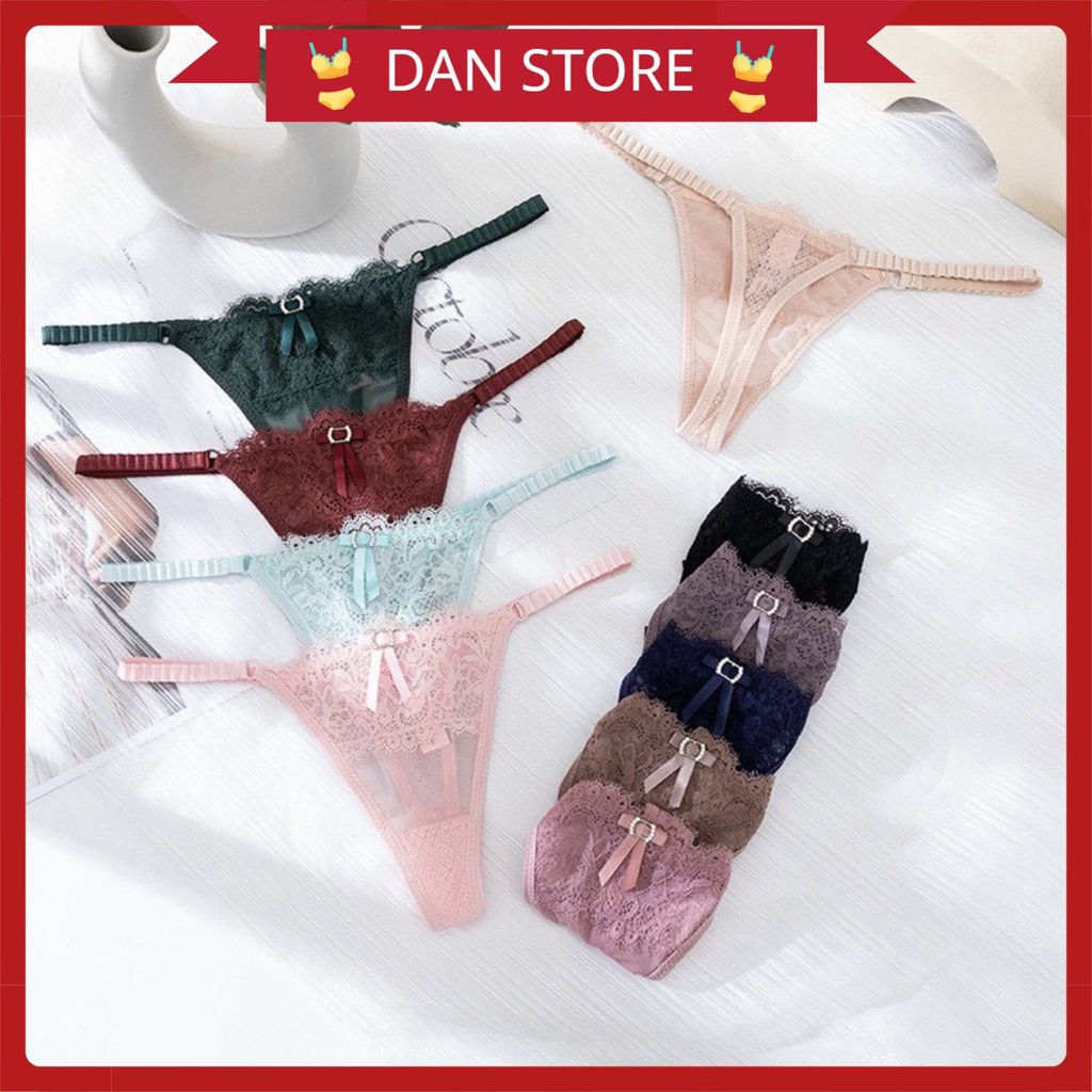 Quần Lót Nữ - Quần Lót Ren Lọt Khe chun hông phối nơ điệu đà quyến rũ DAN STORE MÃ Ren8033