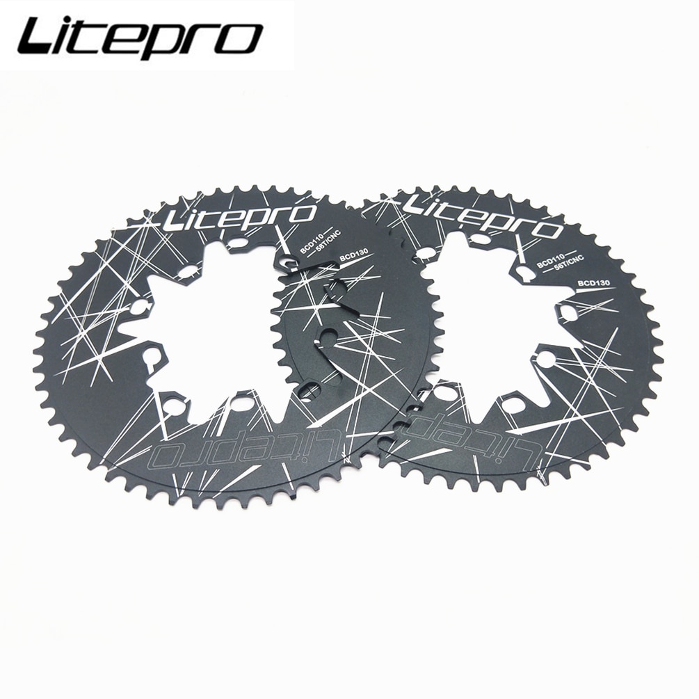 Litepro MTB Bike 110/130MM Oval Double BCD Chainring 54/56/58T Crankset Doval Driveline 5 Holes Chainwheel For Folding Bike