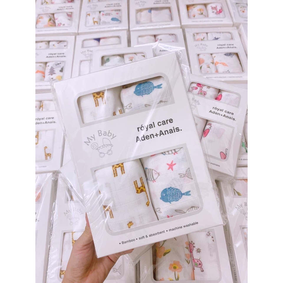 [RẺ VÔ ĐỊCH] Hộp/Set 2 khăn đa năng sợi tre lụa Aden Anais xuất Anh