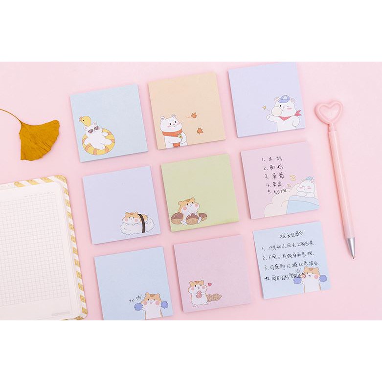 Giấy ghi chú kích thước 7.2x7.2cm chuột hamster xinh xắn H96
