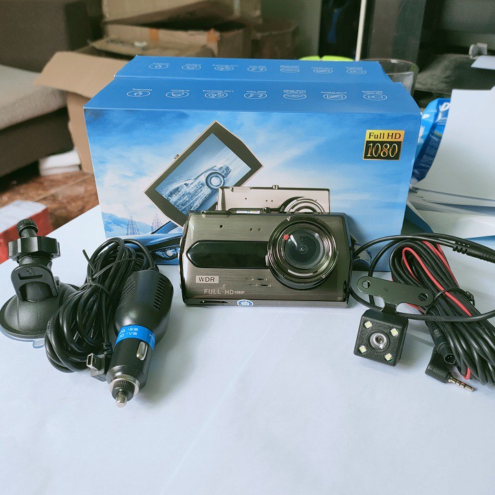Camera hành trình ô tô V3 màn hình 4 inch Fhd1080P siêu nét - tiếng Việt - Kèm cam lùi