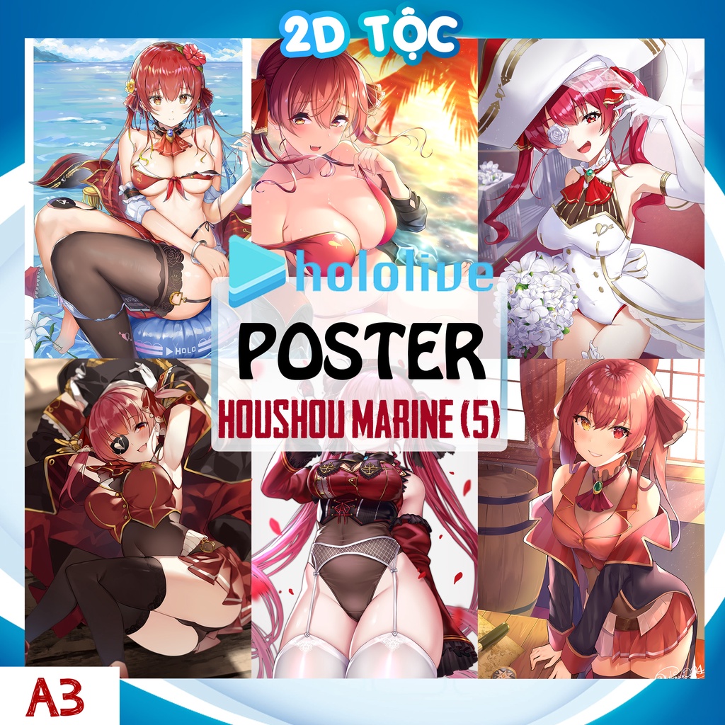 Ảnh poster A3 dán tường cao cấp Houshou Marine Hololive (5) by 2D Tộc Shop