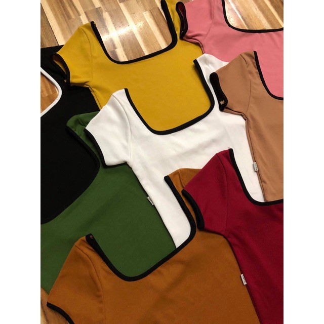 [SALE XẢ KHO] Áo crop cổ vuông viền siêu hot