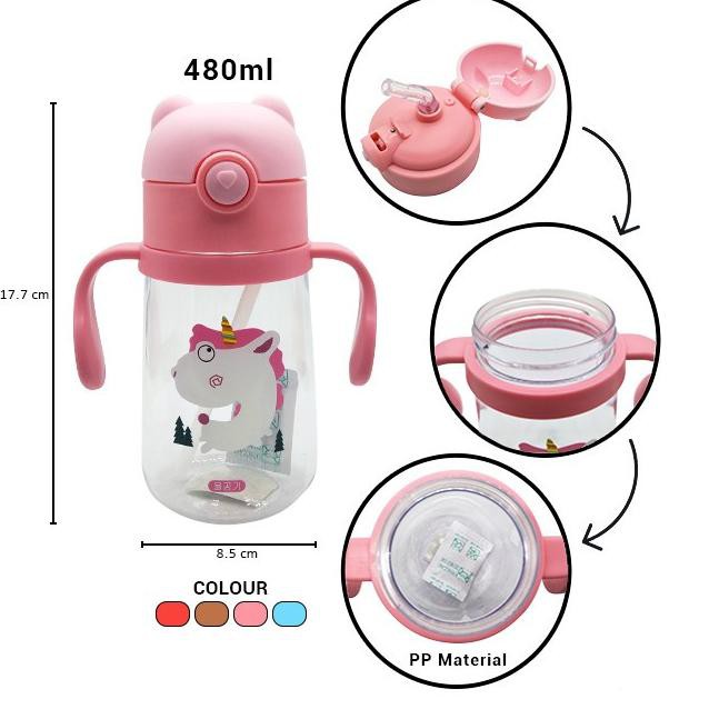 Bình Nước Nhựa Bpa Không Bpa Free 480ml (H330) Hình Cá Heo Dễ Thương