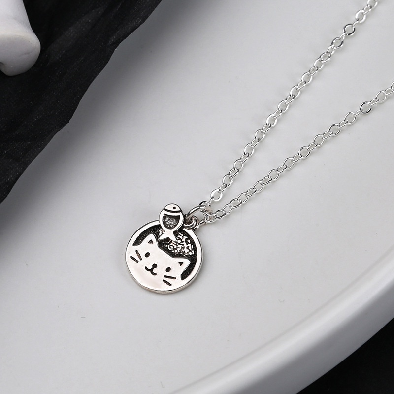 Dây chuyền mạ bạc mèo dễ thương