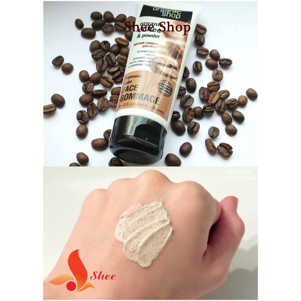 Tẩy da chết mặt Organic shop Organic coffee &amp; powder - nga