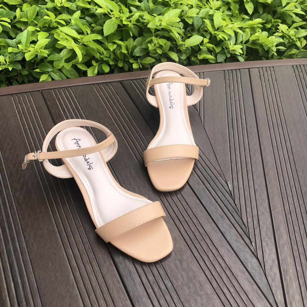 Giày sandal nữ cao gót 3 phân quai mảnh gót vuông mũi vuông thời trang hàn quốc đẹp cao cấp