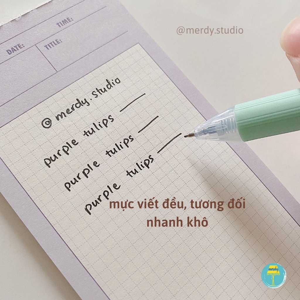 Bút gel Mura mực đen ngòi kim cao cấp - Purple Tulips