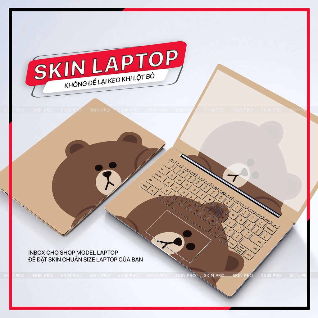 Miếng Dán Laptop - Mẫu LT038 hình gấu xám cute - Dán cho Dell, Hp, Asus, Lenovo, Acer, MSI, Surface,Vaio, Macbook
