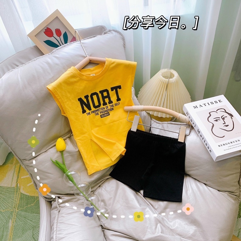 Set áo thun quần leggin bé gái vải cotton mềm mát