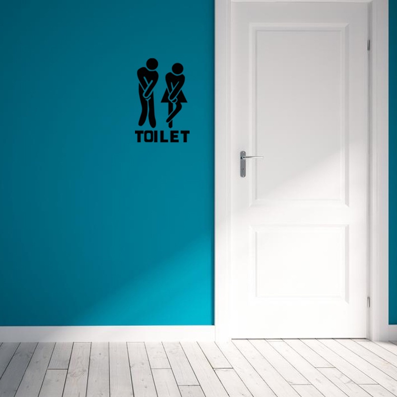 1 Miếng Dán Tường Trang Trí Nội Thất Phòng Tắm Bằng PVC Tự Dính Chống Thấm Nước Hình Nam Và Nữ Vui Nhộn