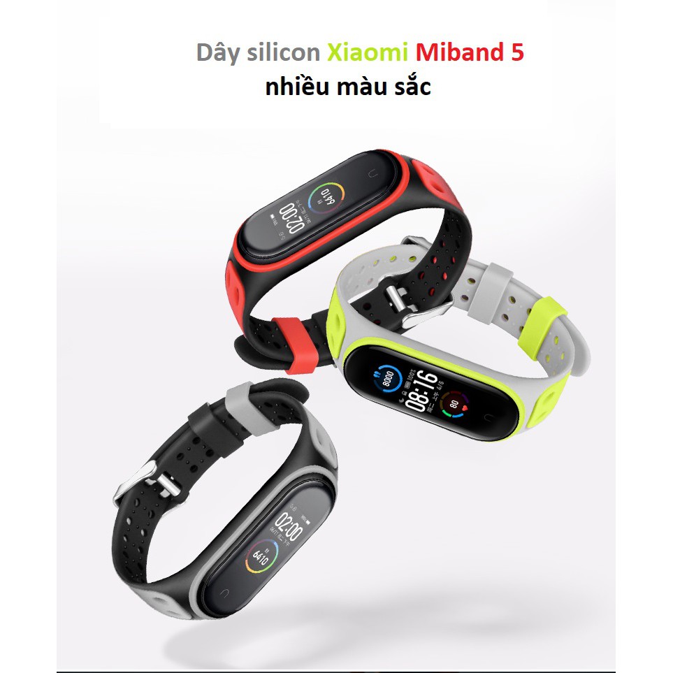 Dây Silicon cao cấp hai khóa nhiều màu sắc dành cho Xiaomi Miband 5