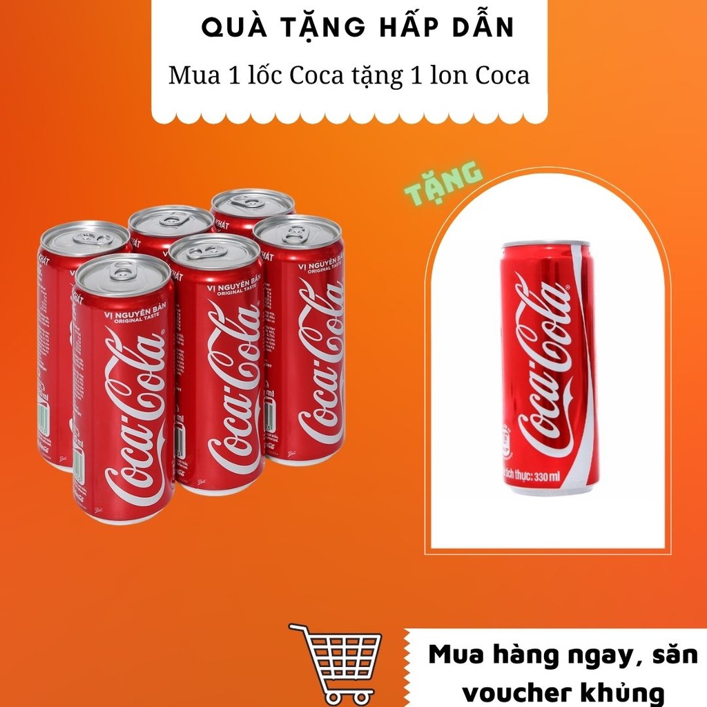 Combo 1 Lốc 6 Lon Nước Ngọt Coca Cola 320ml TẶNG 1 Lon coca cola 330ml