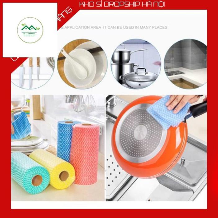 Khăn giấy lau đa năng bằng vải khô không dệt cho phòng nhà bếp tay giầy siêu sạch tiện dụng 50 tờ Eco-Home