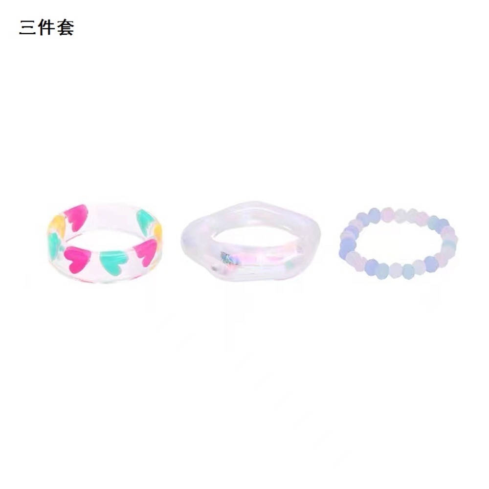 Bộ 3 Nhẫn Nhựa Hình Trái Tim Thời Trang Cho Nữ