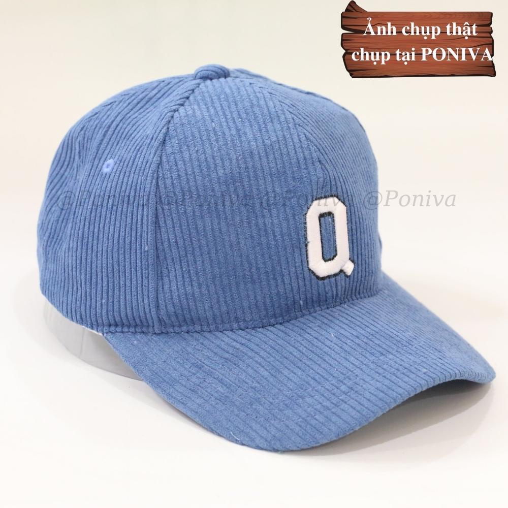 Mũ lưỡi trai ❤️ Nón kết thêu chữ Q chất nhung tăm form unisex phong cách Ulzzang Thời trang PONIVA siêu hot