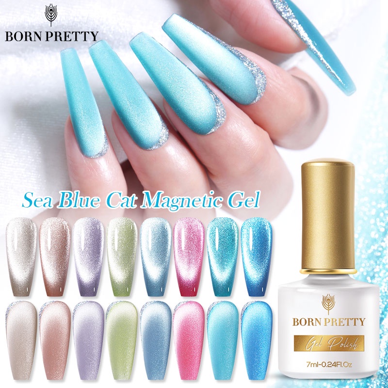 Gel Sơn Móng Tay BORN PRETTY 7ml Từ Tính Màu Xanh Biển Lâu Trôi