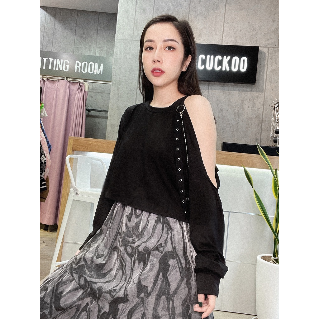 Áo Crop Top Phong Cách Xẻ Vai Kèm Dây Phụ Kiện - Mã Số: CR105