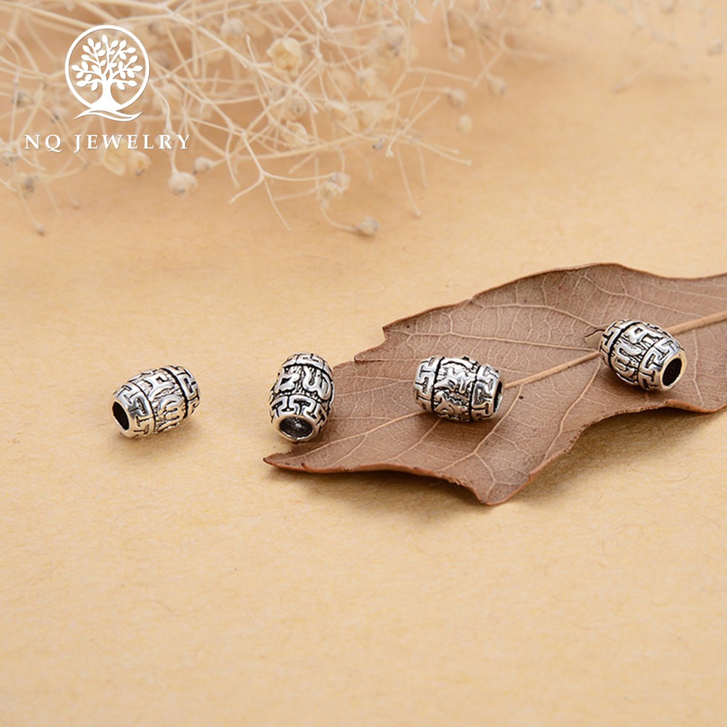 Charm chặn hạt hình ô liu lục tự đại minh chú - NQ Jewelry
