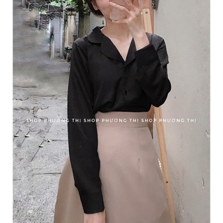 Áo sơmi lụa cổ vest dài tay - sơmi công sở (hình thật/sẵn)