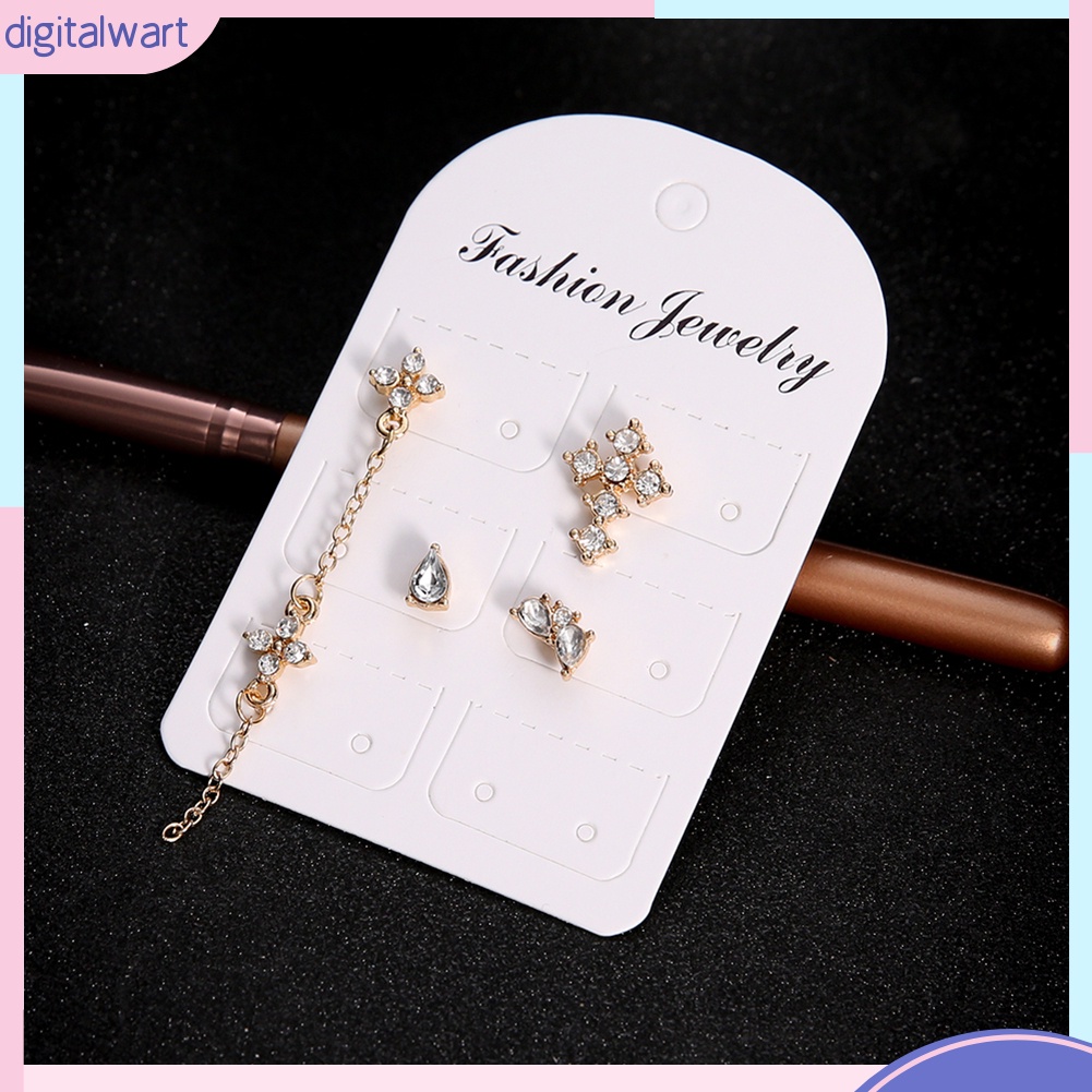 Set 4 khuyên tai đính đá kiểu dáng thời trang cho nữ