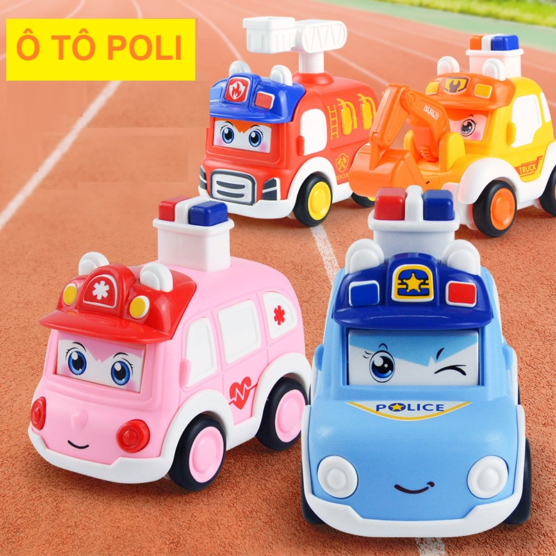 Ô tô đồ chơi xe cứu hộ Poli Car biểu đạt 3 nét mặt khác nhau chạy đà siêu dễ thương cho bé, quà tặng sinh nhật