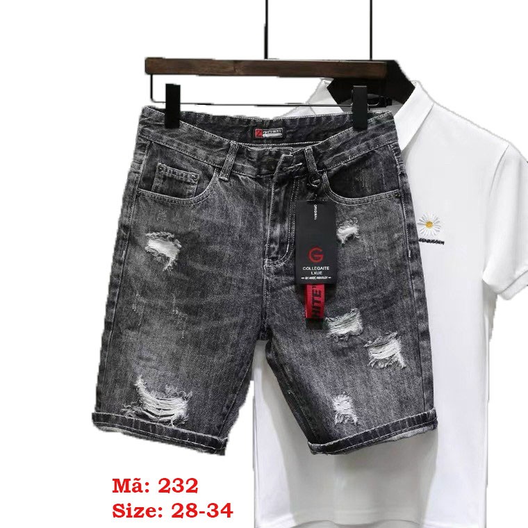 Quần Sọt Nam ❤️FREESHIP❤️ Quần Short Jean Nam Đen Phối Rách Chất Bò Cao Cấp Chuẩn Hàng Shop Tô Tồ Shop - QSJNM232 | BigBuy360 - bigbuy360.vn