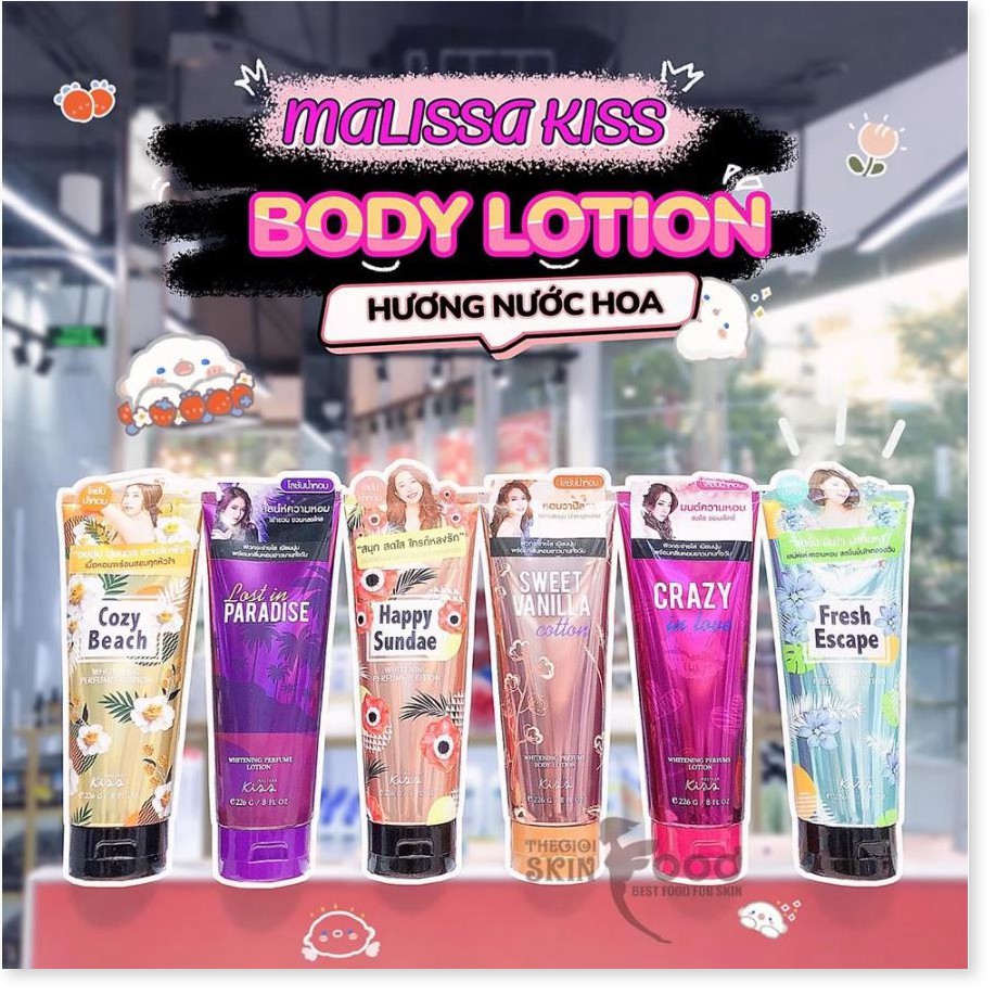 Sữa Dưỡng Trắng Da Toàn Thân Hương Nước Hoa Malissa Kiss Whitening Perfume Body Lotion 226g