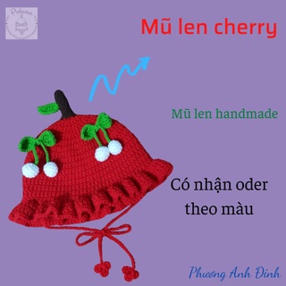 Mũ len hình cho bé - mũ len handmade - mũ len cherry