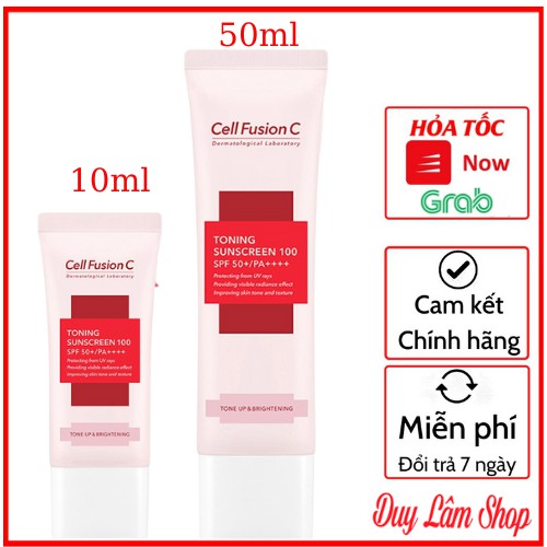 Kem chống nắng Dưỡng Da Cell Fusion toning Sunscreen 100 SPF 50+ PA+++ 50ml - Dưỡng Trắng Toàn Thân