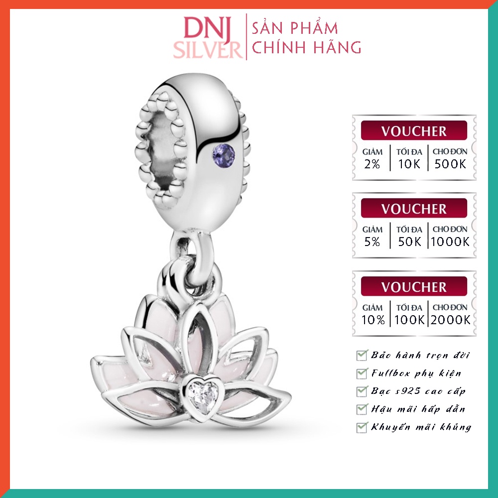 Charm bạc 925 cao cấp, hàng chuẩn bạc - Charm Lotus Flower thích hợp để mix vòng tay charm - DN245