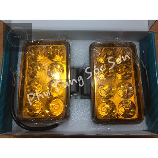 02 chiếc đèn led trợ sáng Runlai 8 mắt ánh sáng vàng 12v-24v-24w