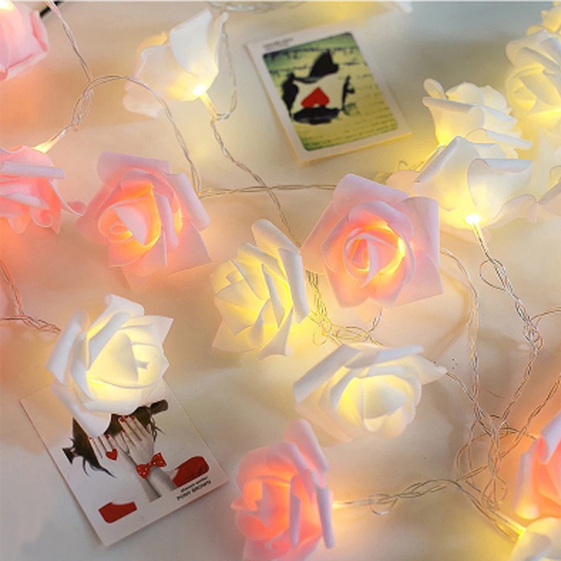 Dây Đèn LED 20 Bóng Hình Hoa Hồng Trang Trí Lễ Valentine
