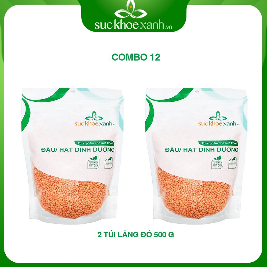 Combo 12 - Đậu lăng đỏ nguyên hạt 2 túi (mỗi túi 500g)