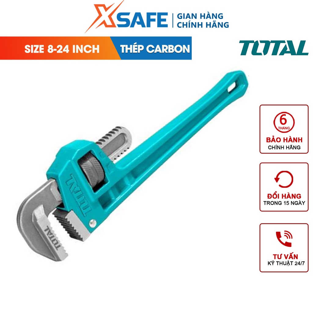Mỏ lết răng TOTAL nhiều kích thước 8'' - 10'' - 12'' - 14'' - 18'' - 24'', đường kính kẹp từ 27mm, vặn mở ốc, ống nước