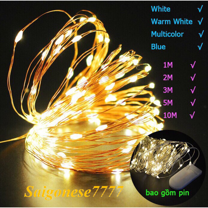 (Kèm Sẵn Pin) Dây Đèn Led Đom Đóm Fairy Light Trang Trí Decor Quấn Cây Noel Lễ Tết Chỉnh Đèn Chớp Nháy Ag13