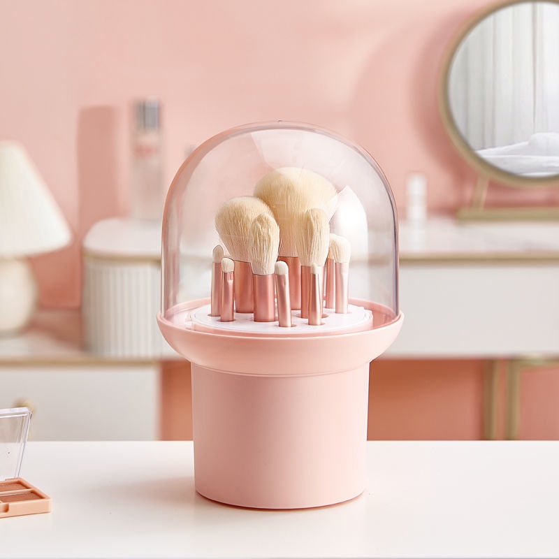 Hộp Đựng Cọ Trang Điểm Sức Chứa Lớn Chống Bụi Có Nắp Giá Đỡ