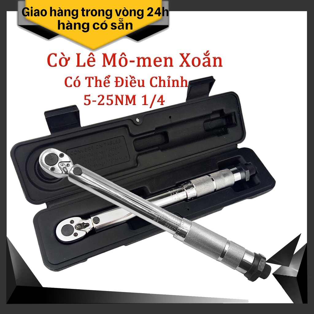 Cờ Lê Mô-men Xoắn Có Thể Điều Chỉnh 1/4 Đầu Đơn 5-25NM Có Hộp