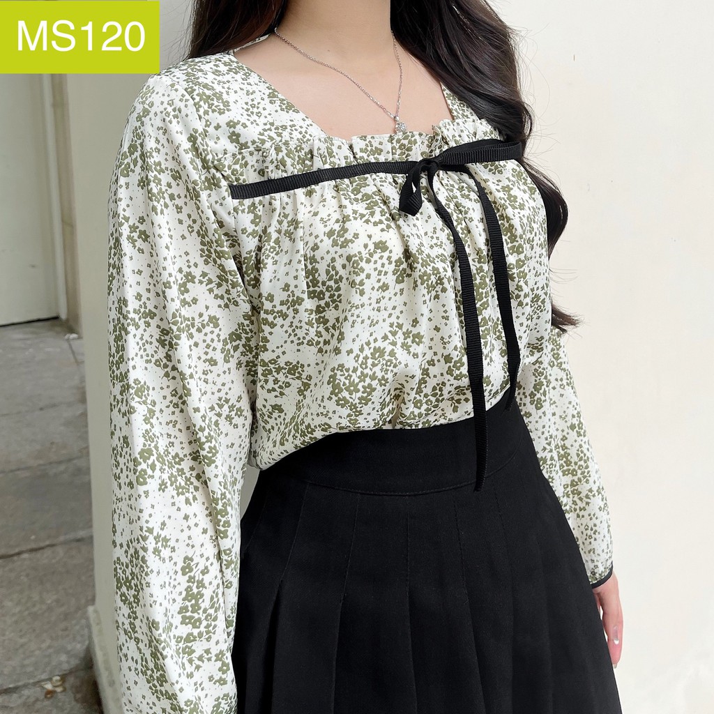 ❌FREESHIP- ÁO SƠ MI NỮ CỔ VUÔNG RUY BĂNG (MS120)